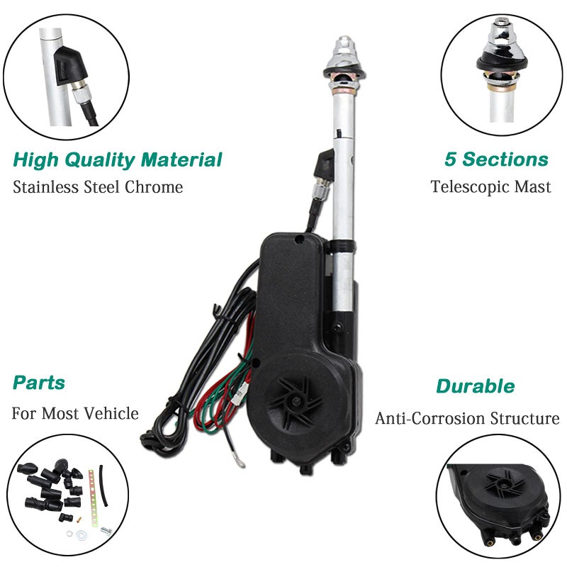 Anina Universal 12V Car Power Radio Antenna Fully Automatic Retractable Power Antenna Assembly Design for Am Fm Radio Antenna Mast Replacement Kit - Image 3